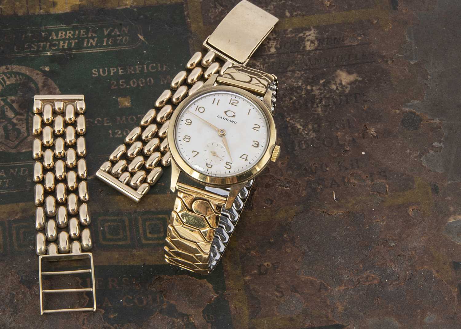 Lot 72 - A 1960s 9ct gold cased Garrard presentation wristwatch and a 9ct gold watch strap