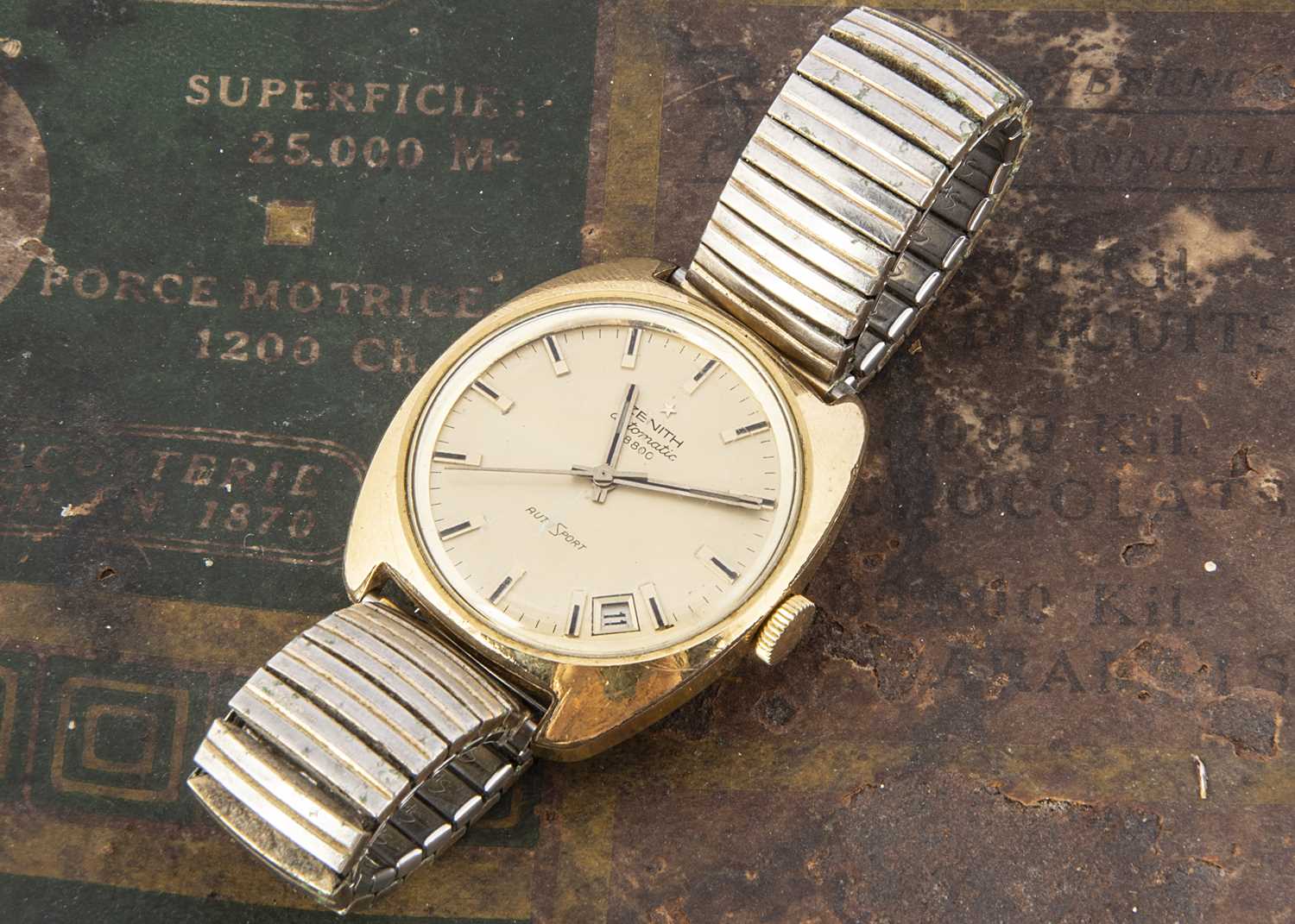 Lot 84 - A 1970s Zenith Automatic 28800 AutoSport gold plated wristwatch head