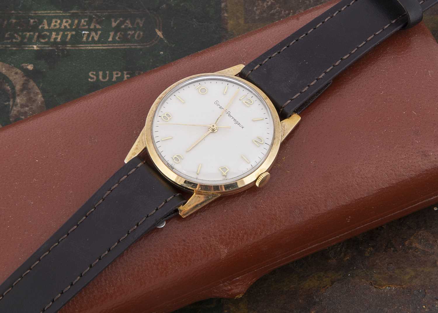 Lot 97 - A c1960s Girard-Perrgaux 9ct gold cased manual wind wristwatch