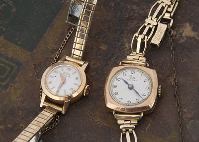 Lot 105 - Two vintage 9ct gold cased watches