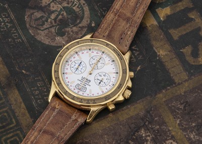 Lot 123 - A modern Lorus quartz chronograph alarm gold plated wristwatch