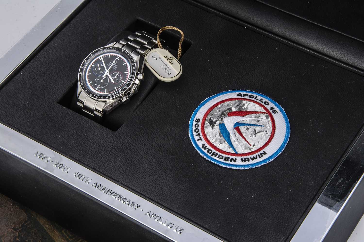 Lot 164 - A modern Limited Edition Omega Speedmaster Automatic 40th Anniversary Apollo 15 stainless steel wristwatch Full Set