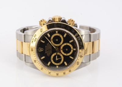 Lot 170 - A 1990s Rolex Oyster Perpetual Daytona stainless steel and 18ct gold wristwatch