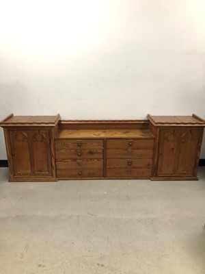 Lot 37 - An Edwardian ecclesiastical pitch pine cabinet
