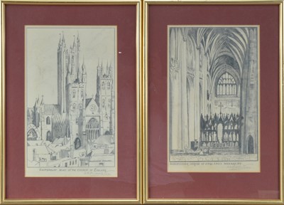 Lot 101 - Five pencil drawings of British Cathedrals/Churches