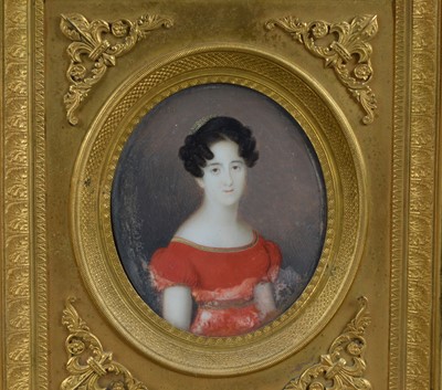 Lot 133 - A 19th century Portrait miniature on ivory of a young lady