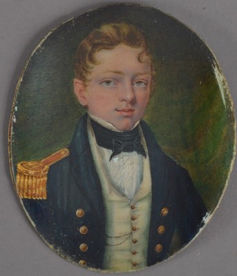 Lot 134 - A 19th century Portrait miniature on ivory of a Georgian British Naval Lieutenant