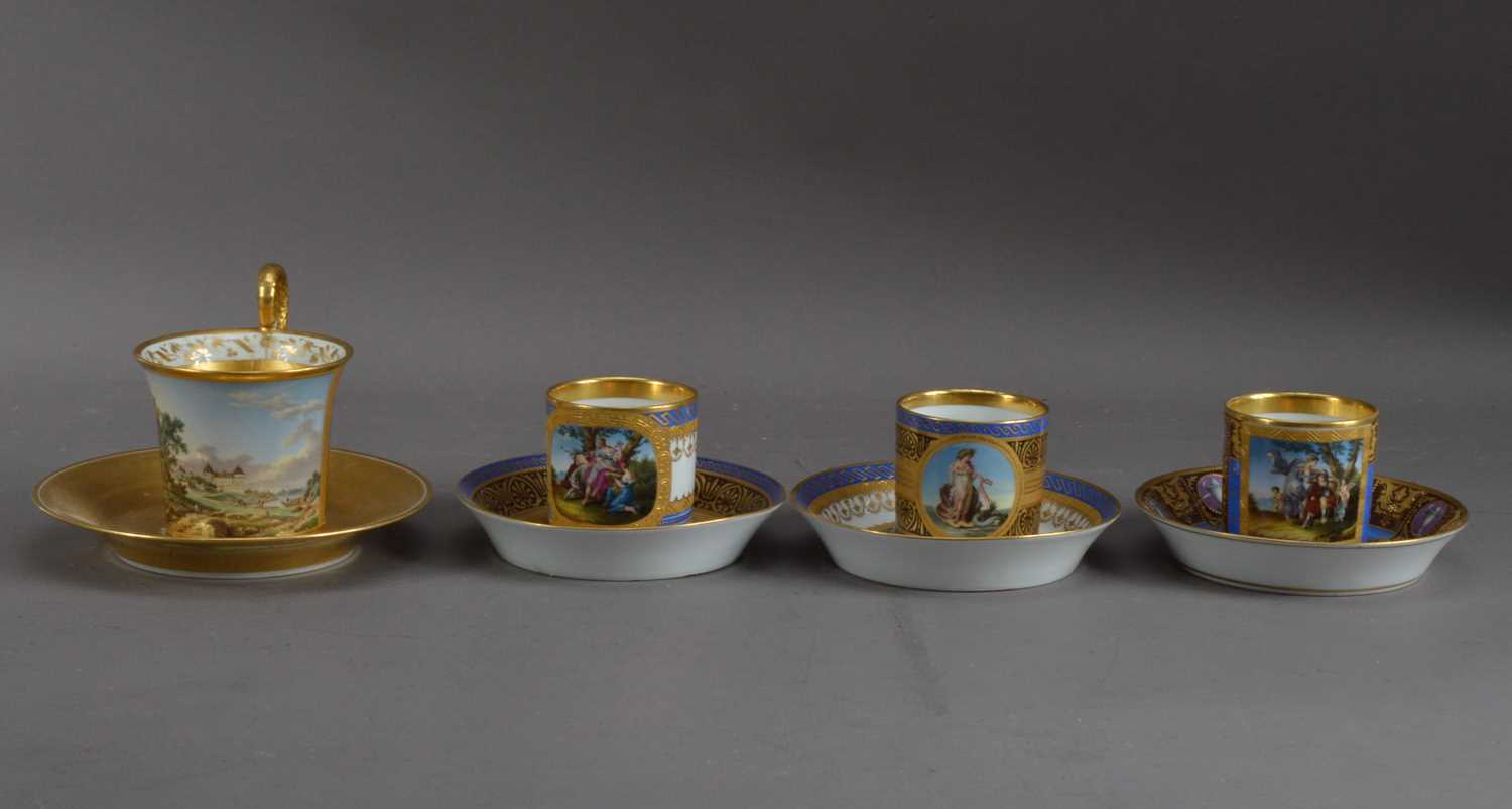 Lot 189 - Four early 20th century Austrian Ackermann & Fritze porcelain cups and saucers