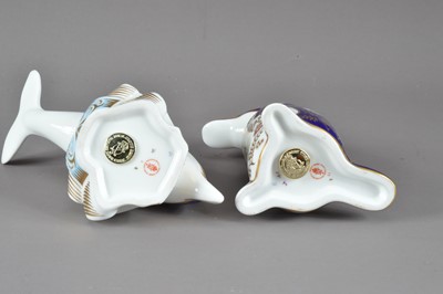 Lot 203 - Two Royal Crown Derby bone china paperweights