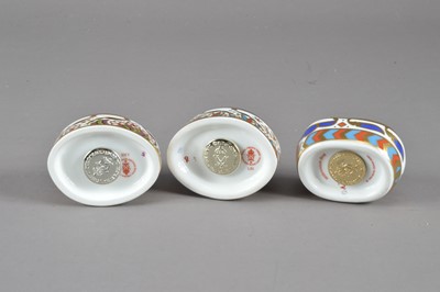 Lot 206 - Three bug Royal Crown Derby bone china paperweights