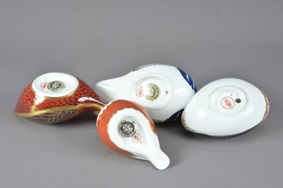 Lot 207 - Four bird Royal Crown Derby bone china paperweights