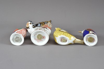 Lot 208 - Four bird Royal Crown Derby bone china paperweights