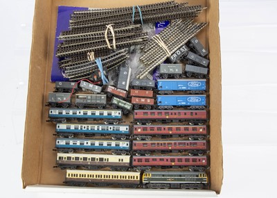 Lot 91 - N Gauge Mainly British Outline Coaches Goods Wagons and Track