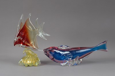 Lot 220 - Two art glass fish sculptures