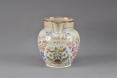 Lot 248 - A 19th century English ceramic lustre named and dated jug
