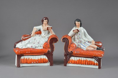 Lot 250 - A pair of 19th century Staffordshire flatback bookends
