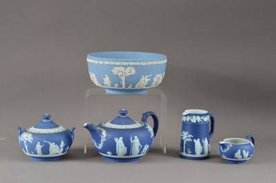 Lot 265 - A late 19th century Wedgwood jasperware four piece teaset