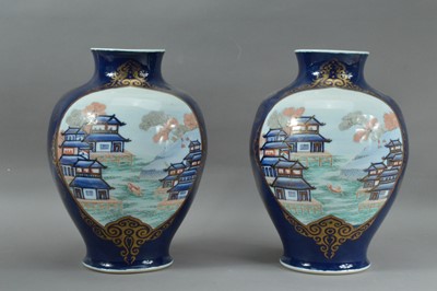 Lot 289 - A pair of Far Eastern baluster porcelain vases