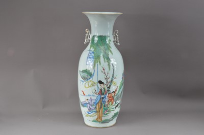 Lot 309 - A 20th century large Chinese twin handled porcelain vase