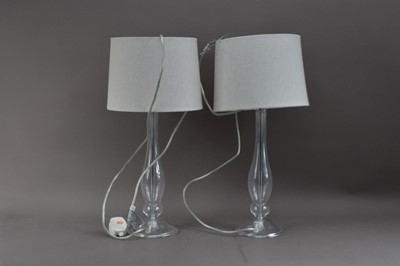 Lot 313 - A pair of modern glass bedside lamps