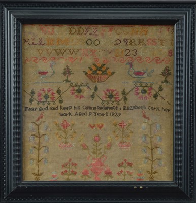 Lot 316 - A framed 19th century sampler