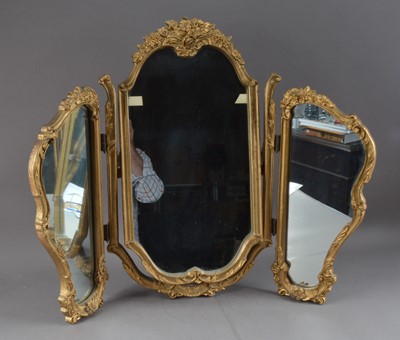 Lot 318 - A triple framed dressing table mirror