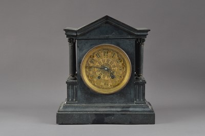 Lot 344 - A late 19th century slate mantle clock