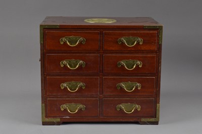 Lot 354 - A 20th century Chinese wooden and brass bound collectors cabinet