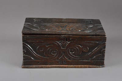 Lot 355 - An 18th century and later oak candle box