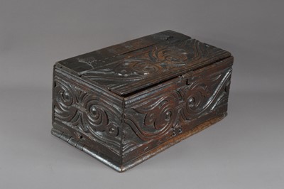 Lot 355 - An 18th century and later oak candle box