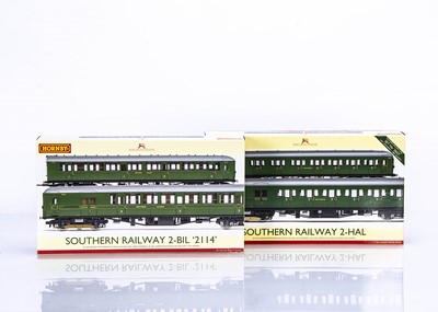Lot 263 - Hornby 00 Gauge Southern  Railway green 2-BIL and 2-HAL two Car Electric Multiple Unit sets