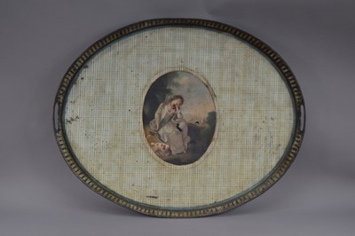 Lot 374 - A large 19th century twin handled tole piente tray