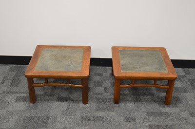 Lot 152 - A pair of 20th century Chinese small hardwood tables