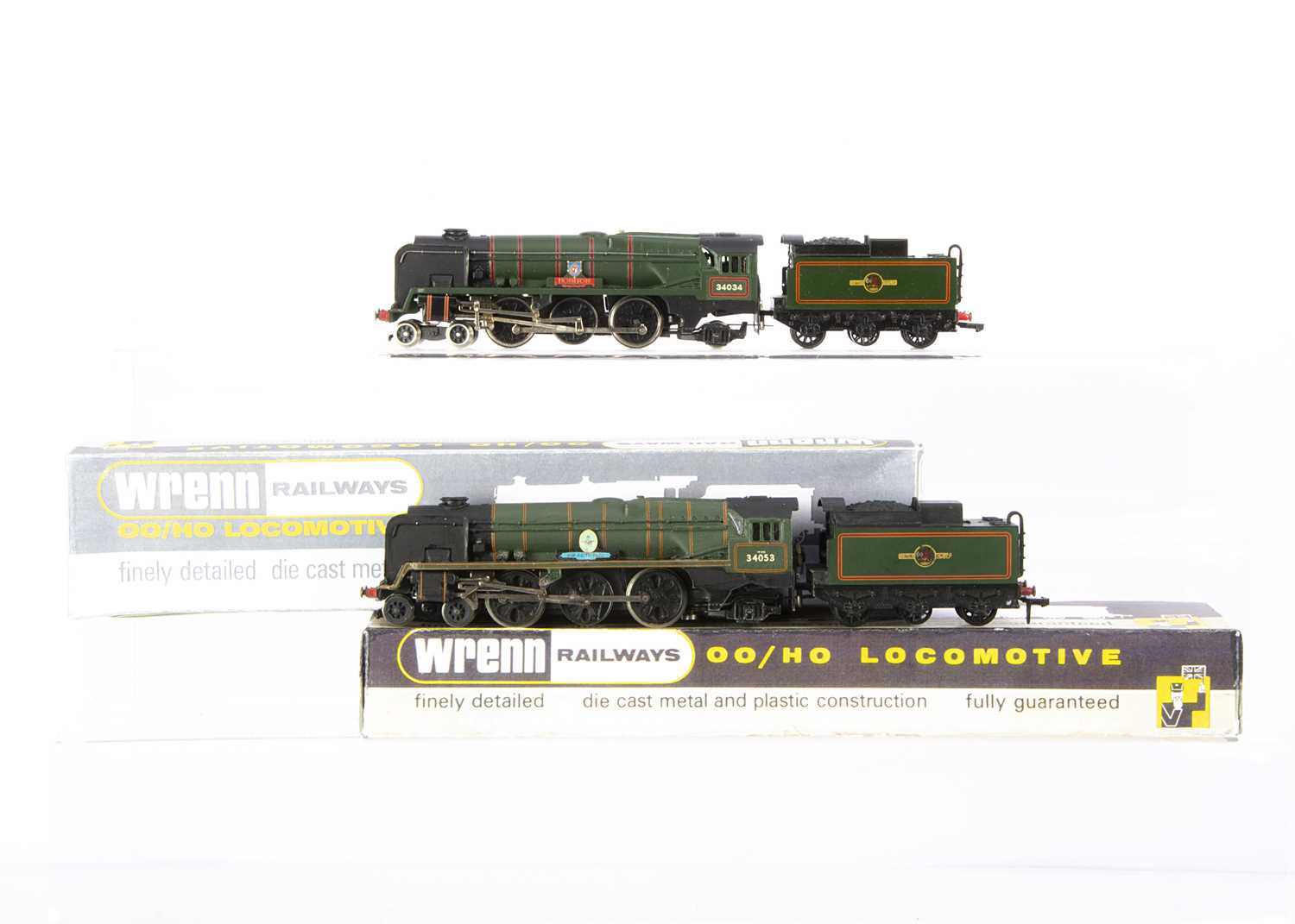 Lot 299 - Modified and renamed Hornby-Dublo/Wrenn 00  Gauge 2-Rail BR green West Country/Battle of Britain Class Locomotives