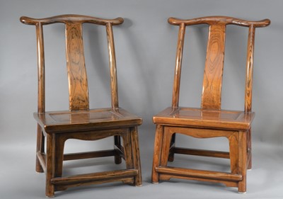 Lot 154 - A pair of miniature Chinese elm chairs