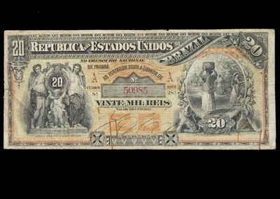 Lot 3 - Brazil 20 Mil Reis banknote