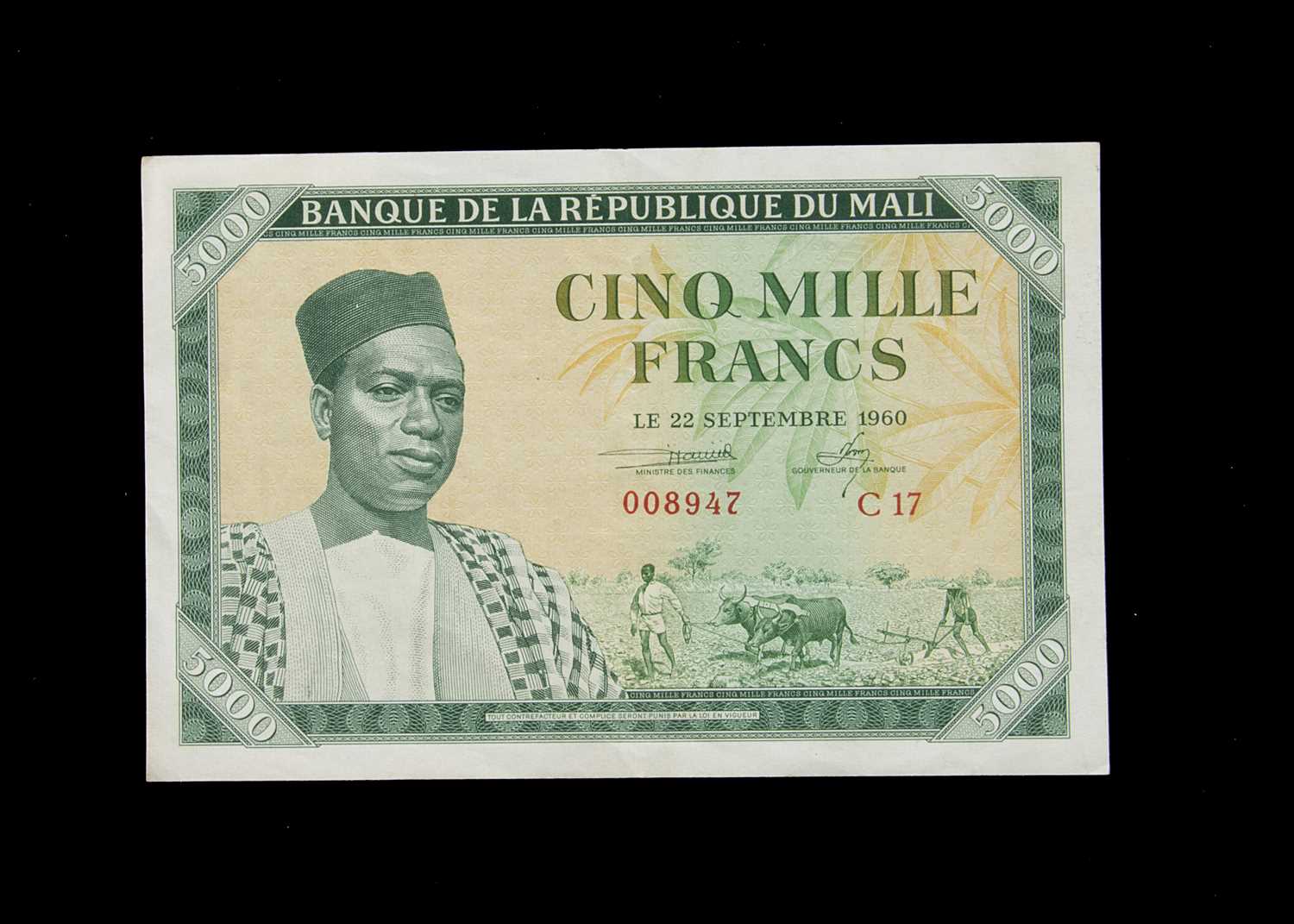 Lot 21 - Mali 5000 Francs banknote