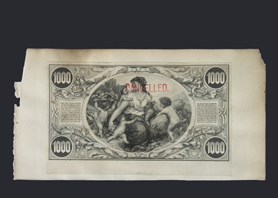 Lot 46 - Specimen Bank Note:  National Bank of Argentina specimen 1000 Pesos back/reverse