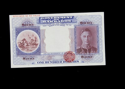 Lot 51 - Specimen Bank Note:  Barbados specimen 100 Dollars