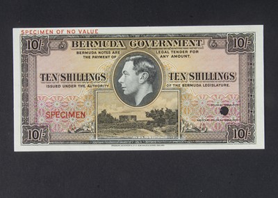 Lot 53 - Specimen Bank Note:  Bermuda Government Specimen 10 Shillings George VI