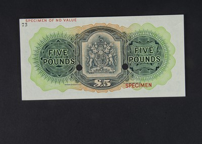 Lot 54 - Specimen Bank Note:  Bermuda Government Specimen £5 Elizabeth II