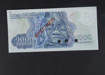 Lot 61 - Specimen Bank Note:  Cambodia specimen 1000 Riels