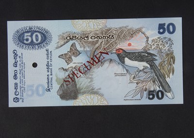 Lot 62 - Specimen Bank Note:  Central Bank of Ceylon specimen 50 Rupees
