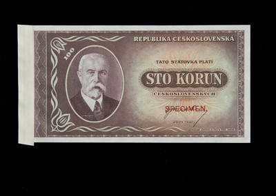 Lot 67 - Specimen Bank Note:  Czechoslovak Republic specimen 100 Korun