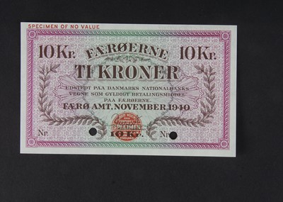 Lot 68 - Specimen Bank Note:  Denmark specimen 10 Kroner