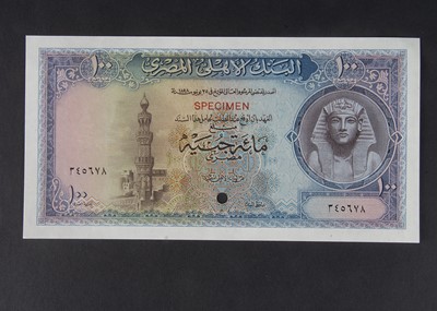 Lot 70 - Specimen Bank Note:  National Bank of Egypt specimen 100 Egyptian Pounds