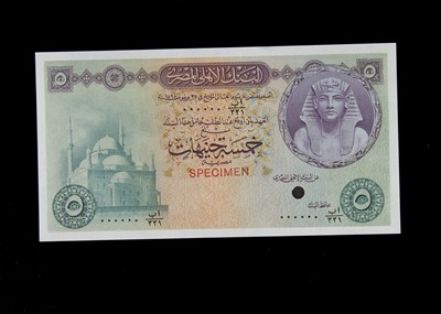 Lot 72 - Specimen Bank Note:  National Bank of Egypt specimen 5 Egyptian Pounds
