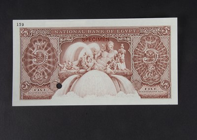Lot 72 - Specimen Bank Note:  National Bank of Egypt specimen 5 Egyptian Pounds