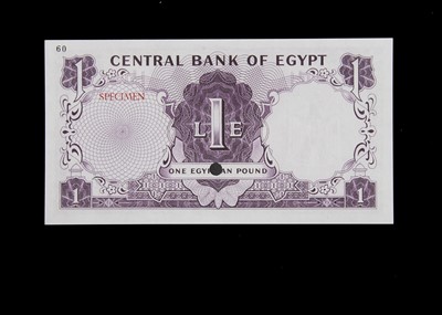 Lot 75 - Specimen Bank Note:  Central Bank of Egypt specimen 1 Egyptian Pound