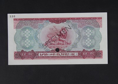 Lot 80 - Specimen Bank Note:  State Bank of Ethiopia Specimen 500 Ethiopian Dollars